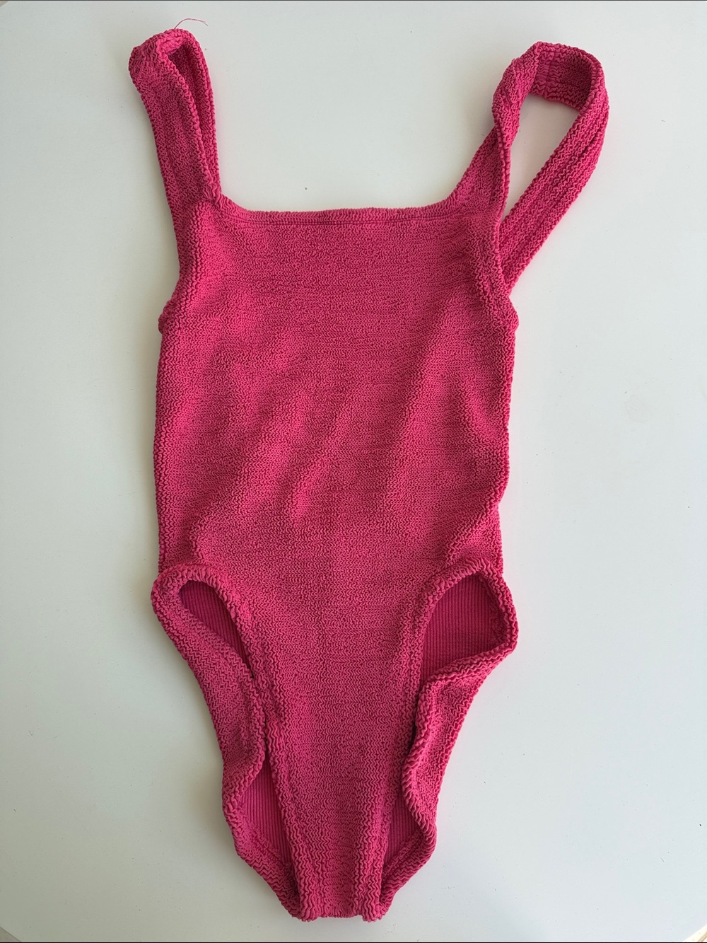 Hunza G Pink Textured One-Piece Swimsuit